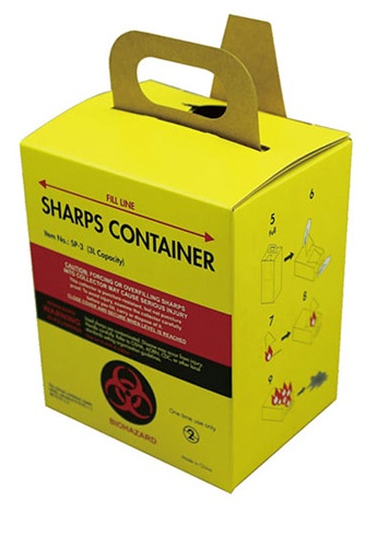 Контейнер-бокс для збору і зберігання гострих медичних предметів та відходів, 3 л